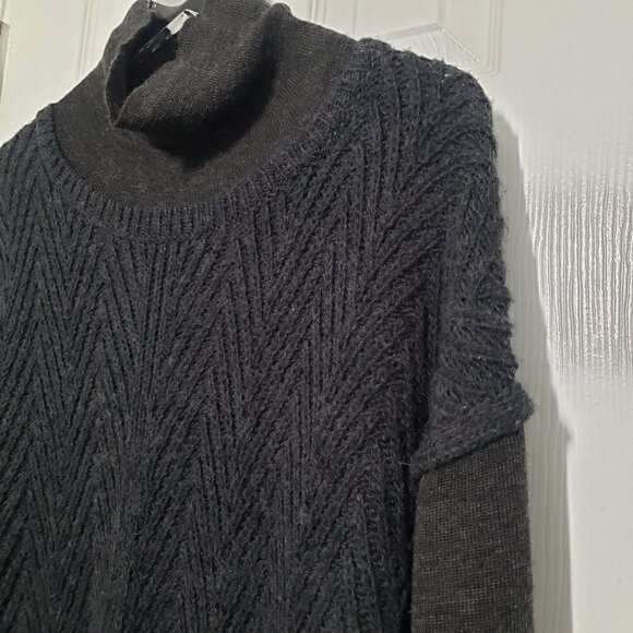 Woolrich Sweater Dress Gray Knit Chevron Zig Zag Pullover Mock Neck Womens Large - Picture 3 of 11